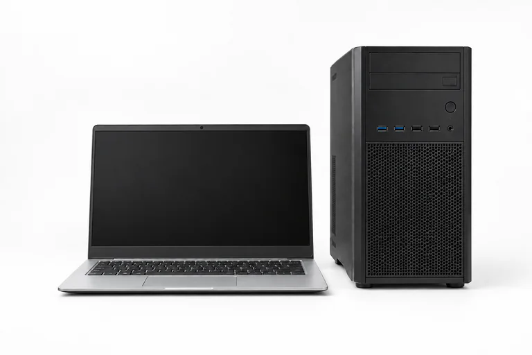 ノートパソコンとデスクトップPC本体